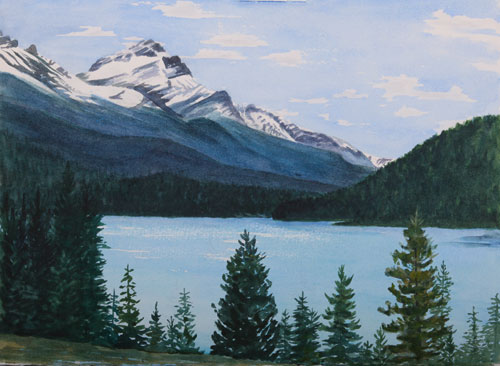 paintings of trees and lakes. The beautiful turquoise lakes