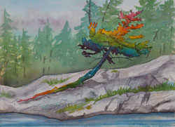 Watercolor painting Rainbow Tree No.1