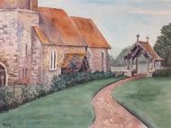 Watercolour Saltwood Church