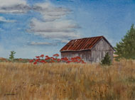 Watercolor old barn