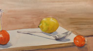 watercolour painting by Debbie Homewood  Spoon and Lemon