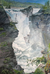 Watercolor painting Athabasca Falls
