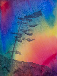 Watercolor painting Surreal Tree No.1