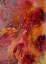 Watercolor painting brown Fall leaves