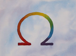 Watercolor painting Omega Rainbow