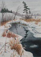 watercolour  Winter Reflection